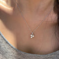Light Luxury Faux Pearl Necklace With Zircon Three Petal Flower Round Geometric Pendant for Women view 1