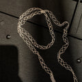 Old Money Style Faux Crystal Beaded Tassel Necklace, Geometric Light Luxury Sweater Chain view 4
