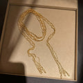 Old Money Style Faux Crystal Beaded Tassel Necklace, Geometric Light Luxury Sweater Chain view 2