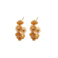 Gold Plated Copper Zircon Flower C Shape Stud Earrings With Silver Posts French Vintage Style view 5