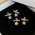 Copper Zircon Bow Star Stud Earrings, Playful Minimal Everyday Light Luxury Jewelry view 1
