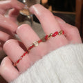 Gold Plated Red Enamel Vintage Ring For Women view 4