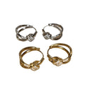 Gold Plated Copper Zircon Knot Round Huggie Earrings Light Luxury Geometric Jewelry view 5