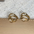 Gold Plated Copper Zircon Knot Round Huggie Earrings Light Luxury Geometric Jewelry view 3