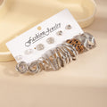 C Shaped Geometric Faux Pearl Earrings Set For Women, Gold Silver Niche Design Hoop Earrings view 4