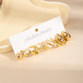 C Shaped Geometric Faux Pearl Earrings Set For Women, Gold Silver Niche Design Hoop Earrings view 2