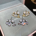 18K Gold Plated Copper Saturn Star Zircon Pearl Stud Earrings With Silver Posts view 2