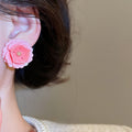 Sweet Resin Flower Stud Earrings With Silver Needle Minimalist Fresh Fashion Floral Jewelry view 3