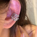 Korean Style Zircon Layered Faux Pearl Clip-on Earrings Geometric Round Light Luxury Ear Cuffs view 1