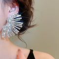 Alloy Rhinestone Fan Shape Stud Earrings Irregular Geometric Statement Jewelry For Women view 3