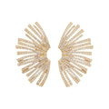 Alloy Rhinestone Fan Shape Stud Earrings Irregular Geometric Statement Jewelry For Women view 5