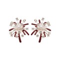Light Luxury Floral Faux Pearl Drop Earrings With Rhinestone Enamel Flower Design view 5