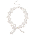 Old Money Stainless Steel Bow Imitation Pearl Necklace, Elegant Vintage Clavicle Jewelry view 5