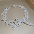 Old Money Stainless Steel Bow Imitation Pearl Necklace, Elegant Vintage Clavicle Jewelry view 2