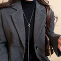 Adjustable Long Copper Spiral Letter Sweater Necklace For Women Light Luxury Casual Pendant view 1