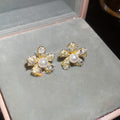 Elegant Flower Zircon Faux Pearl Stud Earrings For Women Light Luxury Daily Jewelry view 4