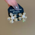 Elegant Flower Zircon Faux Pearl Stud Earrings For Women Light Luxury Daily Jewelry view 2