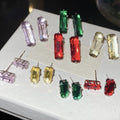 Copper Zircon Rectangle Stud Earrings Minimalist Modern Geometric Light Luxury Jewelry view 1
