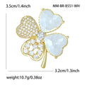 Alloy Mother Of Pearl Four Leaf Clover Brooch For Suit Decoration view 6