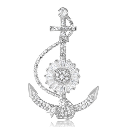 Alloy Rhinestone Anchor Brooch For Men's And Women's Suit Decoration