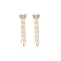 Copper Zircon Bow Tassel Drop Earrings With Silver Pins Minimalist Light Luxury Women's Jewelry view 5