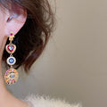 Vintage Copper Heart Zircon Asymmetric Stud Earrings Geometric Designer Style Jewelry view 3