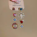 Vintage Copper Heart Zircon Asymmetric Stud Earrings Geometric Designer Style Jewelry view 4