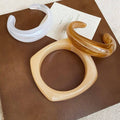 Acrylic Oval Open Cuff Bangle For Women, Bold Minimalist Statement Jewelry view 2