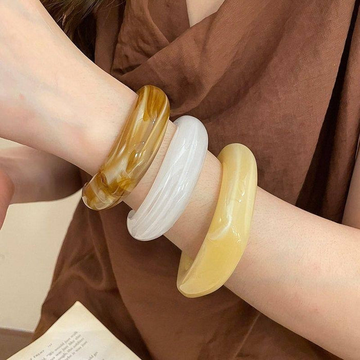Acrylic Oval Open Cuff Bangle For Women, Bold Minimalist Statement Jewelry