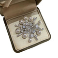 Light Luxury Korean Style Zircon Snowflake Round Faux Pearl Brooch For Women's Clothing view 5