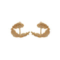 Gold Plated Copper Leaf Earrings With Silver Pins And Zircon Accents, Light Luxury Womens Jewelry view 5