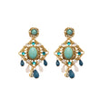 Vintage Diamond Shape Resin Stud Earrings With Rhinestone Accents And Silver Pins view 5