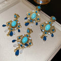 Vintage Diamond Shape Resin Stud Earrings With Rhinestone Accents And Silver Pins view 2