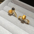 Gold Plated Zircon Tiger Eye Open Ring For Women – Gold view 4