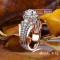 Two-Tone Round Halo Crystal Ring With Split Shoulders view 5