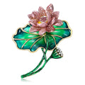 Alloy Enamel Pearl Lotus Brooch For Coats And Suits view 2
