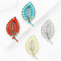 Alloy Rhinestone Leaf Brooch For Minimalist Womens Lapel Decoration view 2
