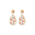 Copper Zircon Hollow Oval Stud Earrings With Silver Posts Vintage Court Style Jewelry For Women view 5