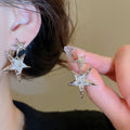 Copper Zircon Star Pendant Earrings Minimalist Light Luxury Fashion Stud Earrings view 2