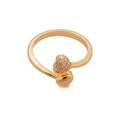 18K Gold Plated Copper Heart Zircon Open Bangle Ring Light Luxury Vintage Jewelry view 5