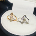 18K Gold Plated Copper Heart Zircon Open Bangle Ring Light Luxury Vintage Jewelry view 2