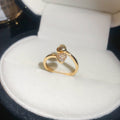 18K Gold Plated Copper Heart Zircon Open Bangle Ring Light Luxury Vintage Jewelry view 4