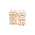 Vintage Elegant Faux Pearl Rhinestone Flower Stud Earrings Jewelry Set For Women view 5