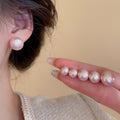 Faux Pearl Round Stud Earrings Jewelry Set With Silver Posts Minimalist Commuter Style view 4