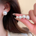 Faux Pearl Round Stud Earrings Jewelry Set With Silver Posts Minimalist Commuter Style view 2