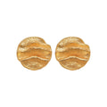 Gold Electroplated Crumpled Metal Round Geometric Stud Earrings For Women Modern Minimalist Jewelry view 5
