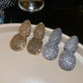 Vintage Oval Rhinestone Alloy Stud Earrings With Steel Pin, Statement Geometric Jewelry view 4
