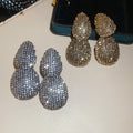 Vintage Oval Rhinestone Alloy Stud Earrings With Steel Pin, Statement Geometric Jewelry view 2