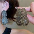 Vintage Oval Rhinestone Alloy Stud Earrings With Steel Pin, Statement Geometric Jewelry view 1