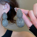 Vintage Oval Rhinestone Alloy Stud Earrings With Steel Pin, Statement Geometric Jewelry view 3